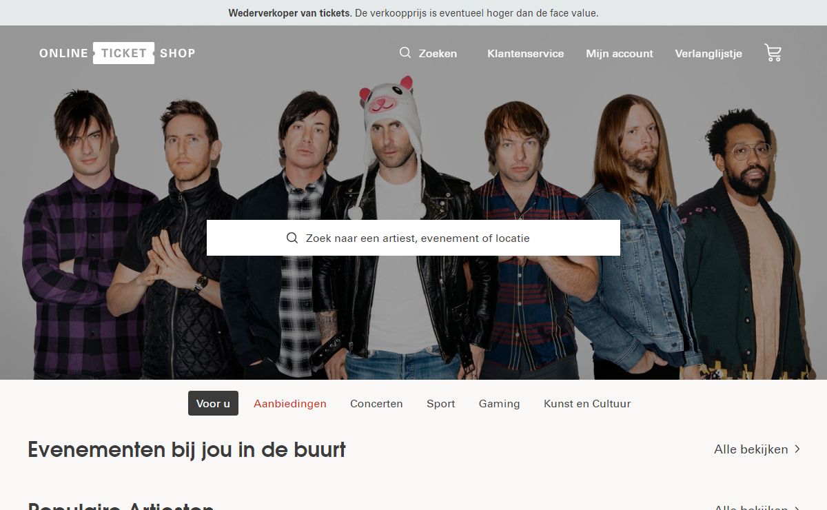 Officiële Concertkaarten bestel je bij Onlineticketshop