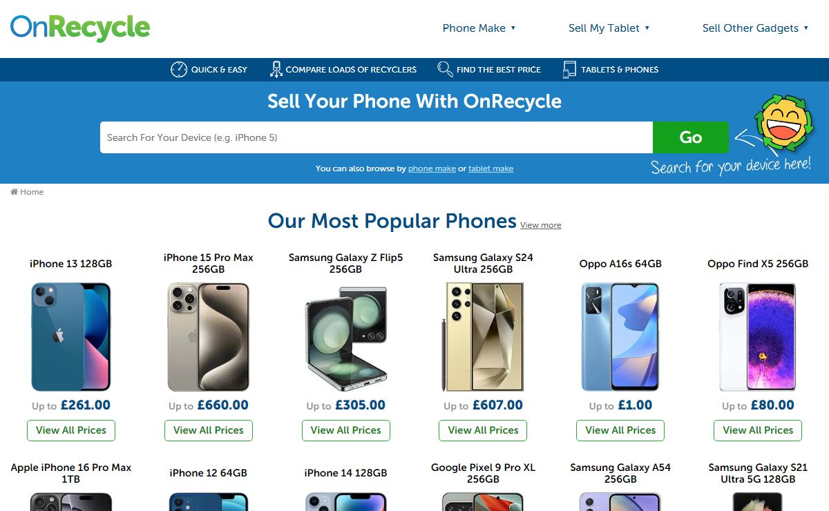Compare Mobile Phone Recycling with OnRecycle - Recycle Your Mobile Phone Easily