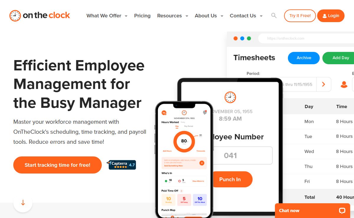 OnTheClock - Time Clock Software, Simple, Web Based