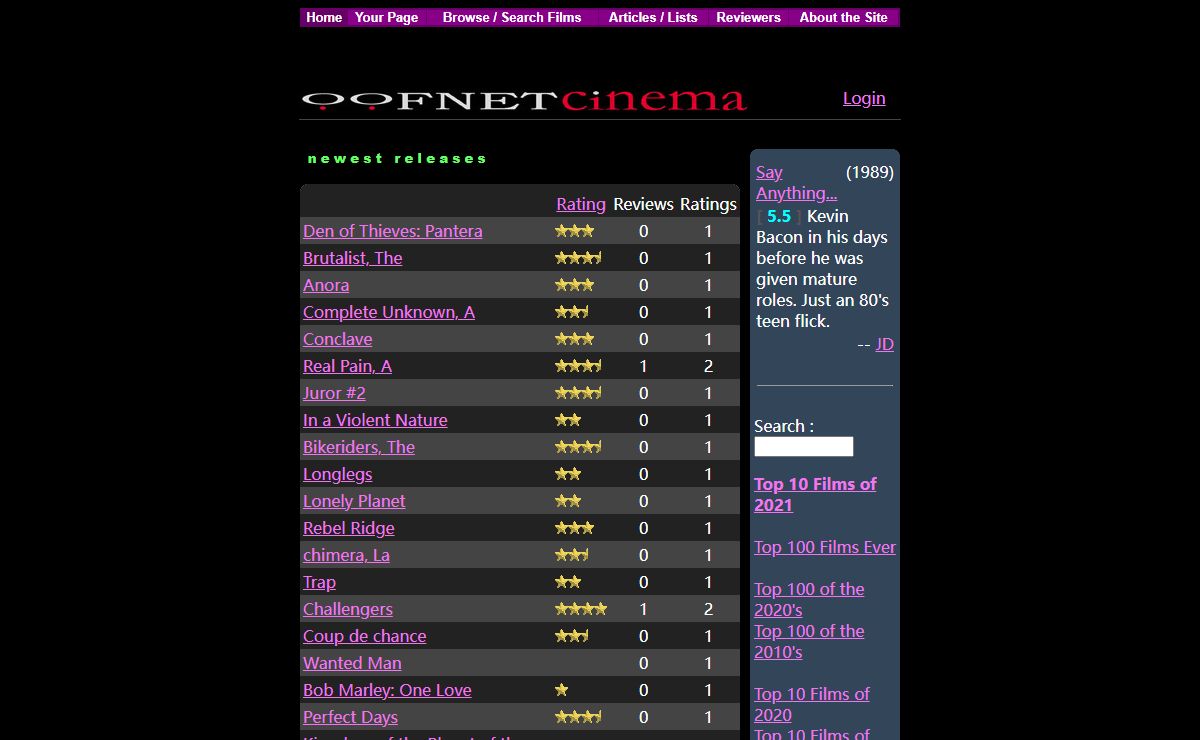 OOFnet - Cinema - Your Site for Movie Reviews & Recommendations