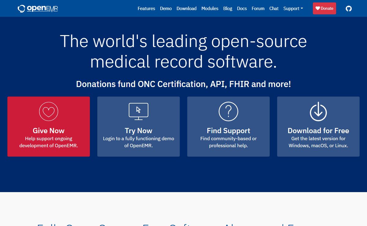The world's leading open-source<br>medical record software.