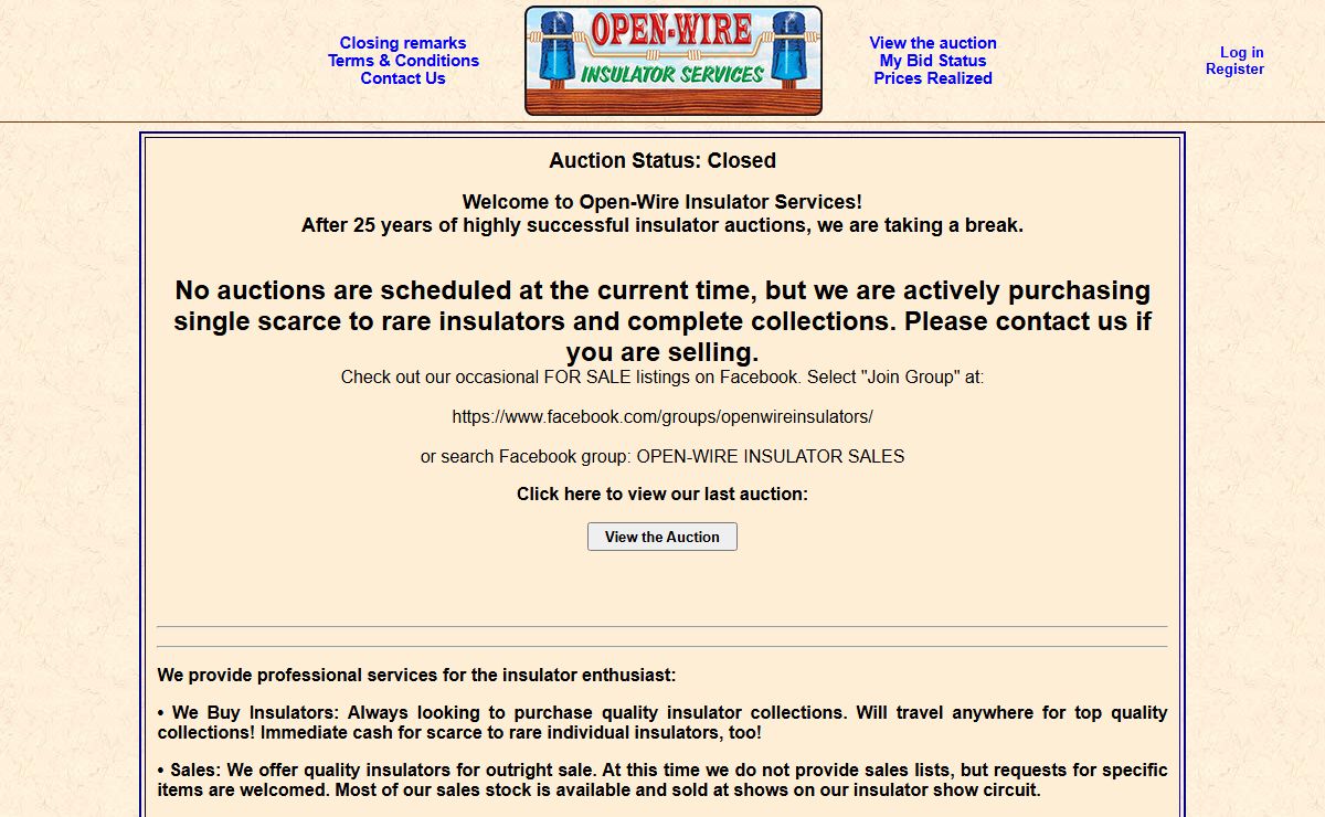 Open-Wire Insulator Services Auction