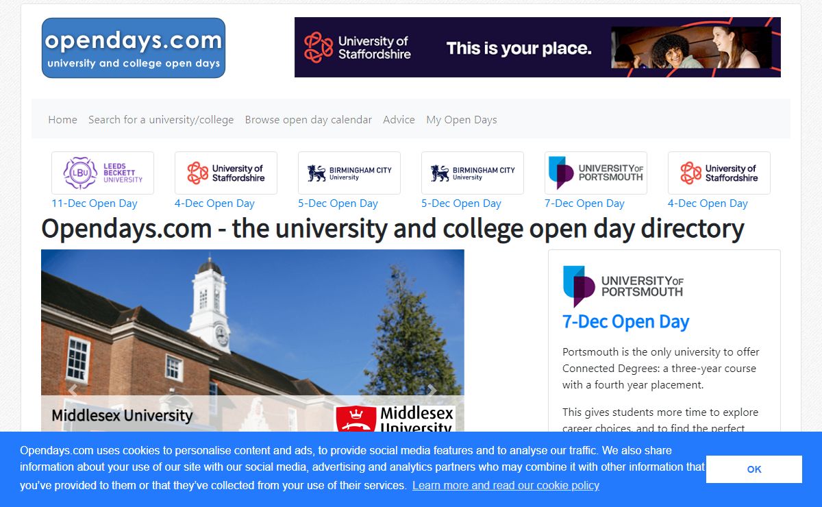 Opendays.com - university and college open days - home page