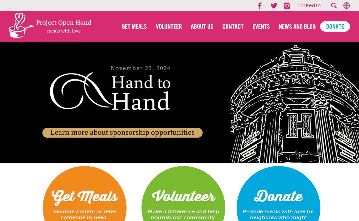 Project Open Hand | Our mission is to nourish and engage our community by providing nutritious 'meals with love' to the sick and the elderly.