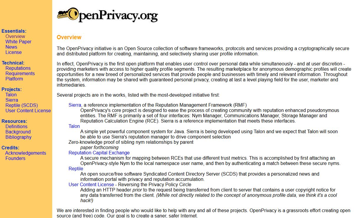 OpenPrivacy Initiative