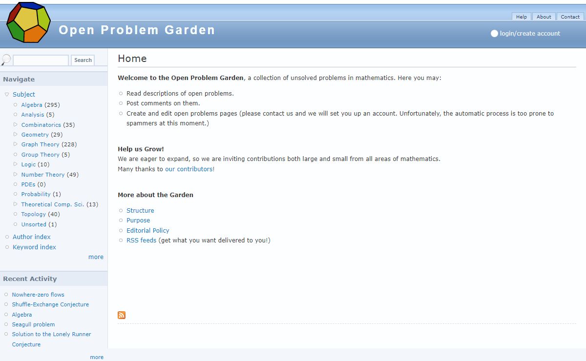 Home | Open Problem Garden