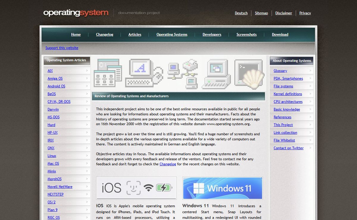 Documentation of Operating Systems and Producers - Independent Website