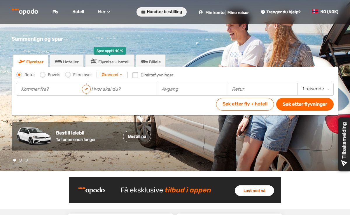 Billige flybilletter, hotel og reiser hos Opodo