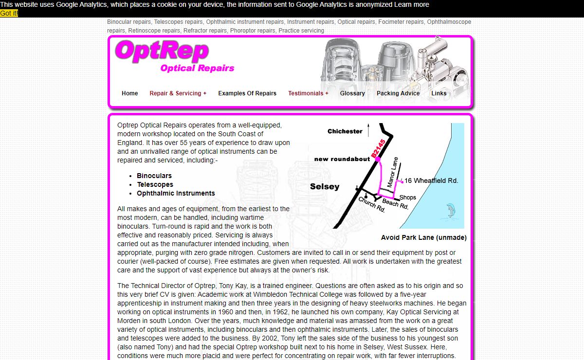 Optical Repairs - Binocular, Telescopes, Ophthalmic Equipment Repairs & Servicing