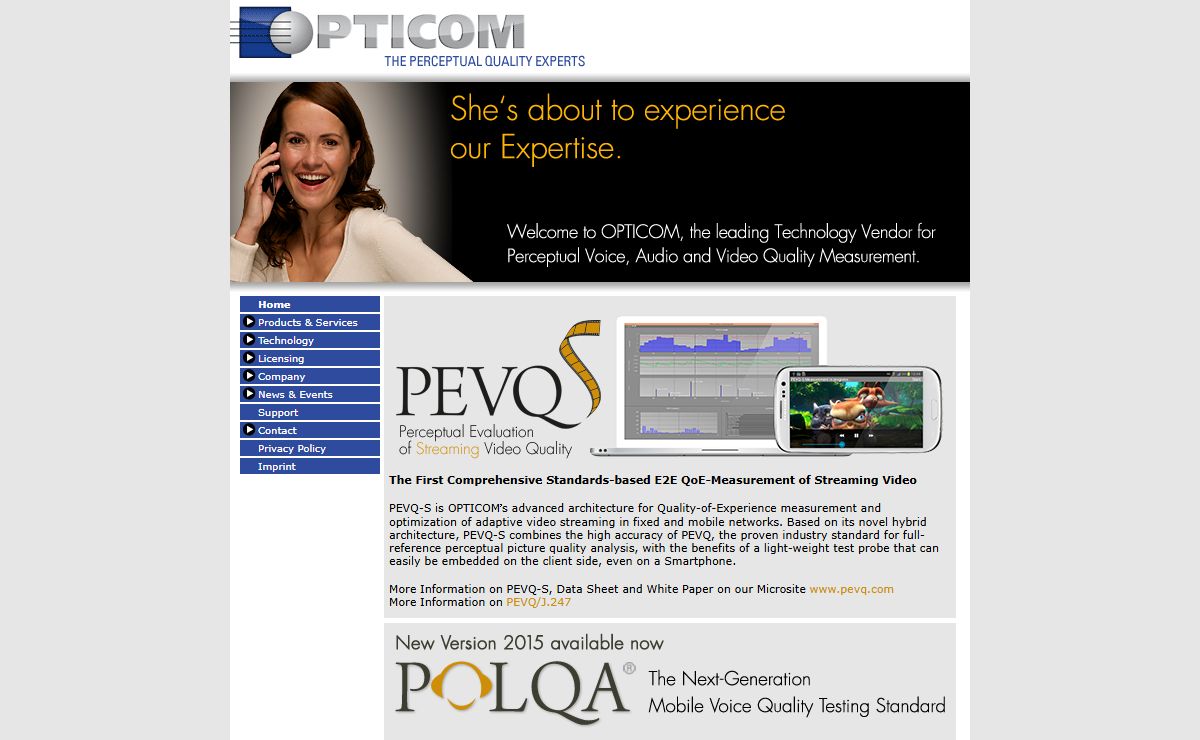 OPTICOM voice quality PESQ PEXQ speech quality perceptual measurement