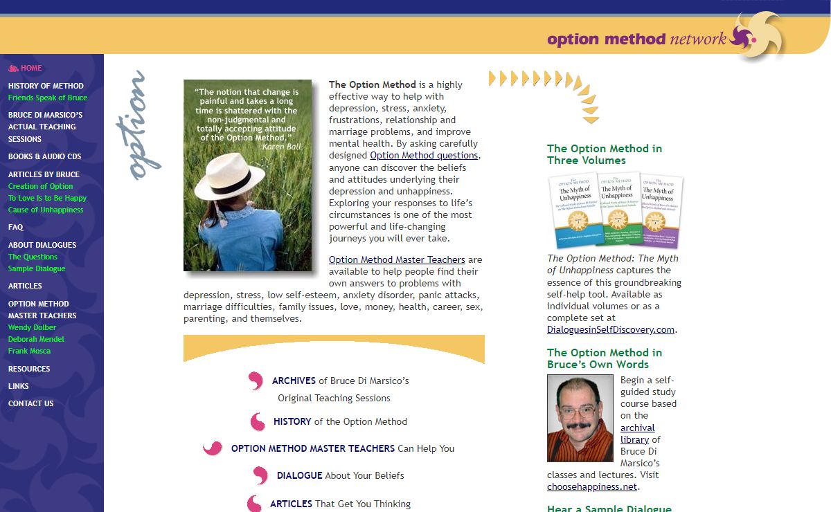 The Option Method created by Bruce Di Marsico helps with depression, anxiety, and relationship problems and improves mental health