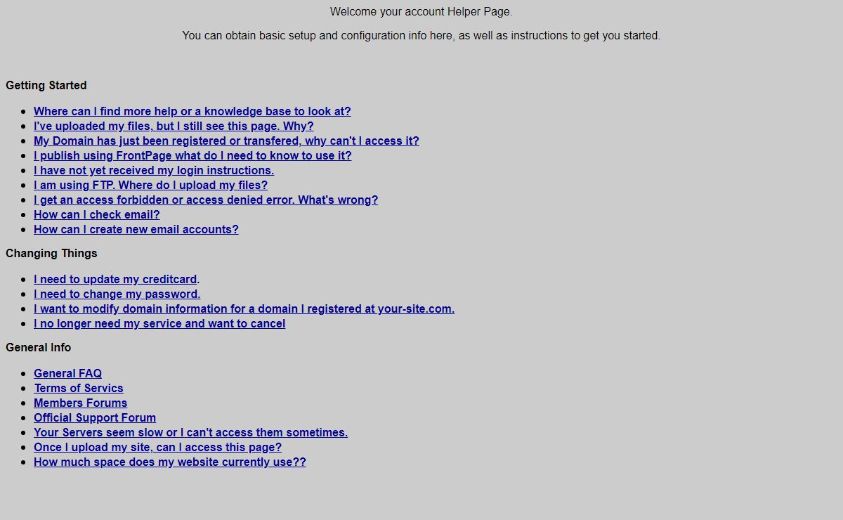 Your Domain Helper Page
