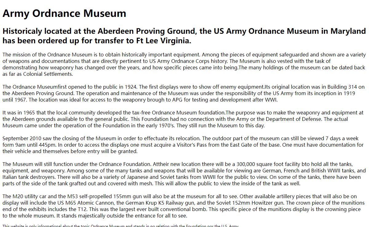 Army Ordnance Museum
