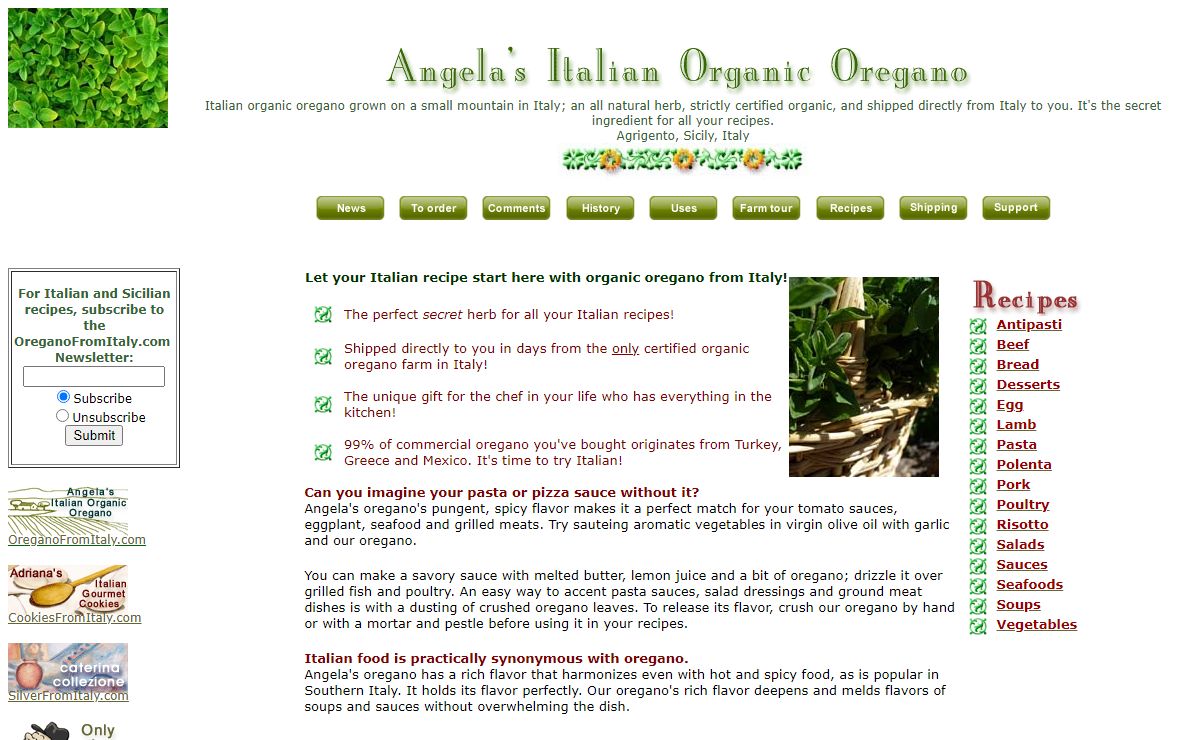 Italian Organic Oregano from Italy. Great Italian Recipes!