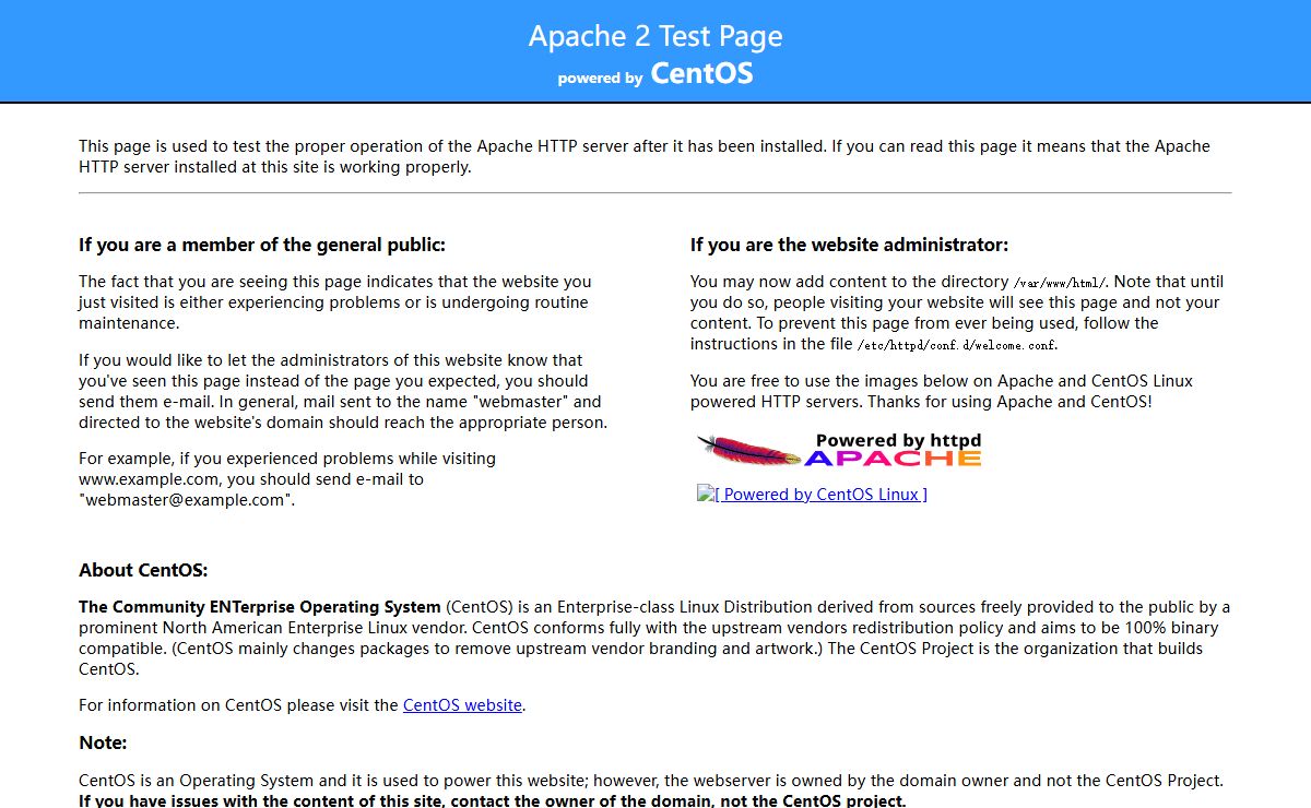 Apache HTTP Server Test Page powered by CentOS