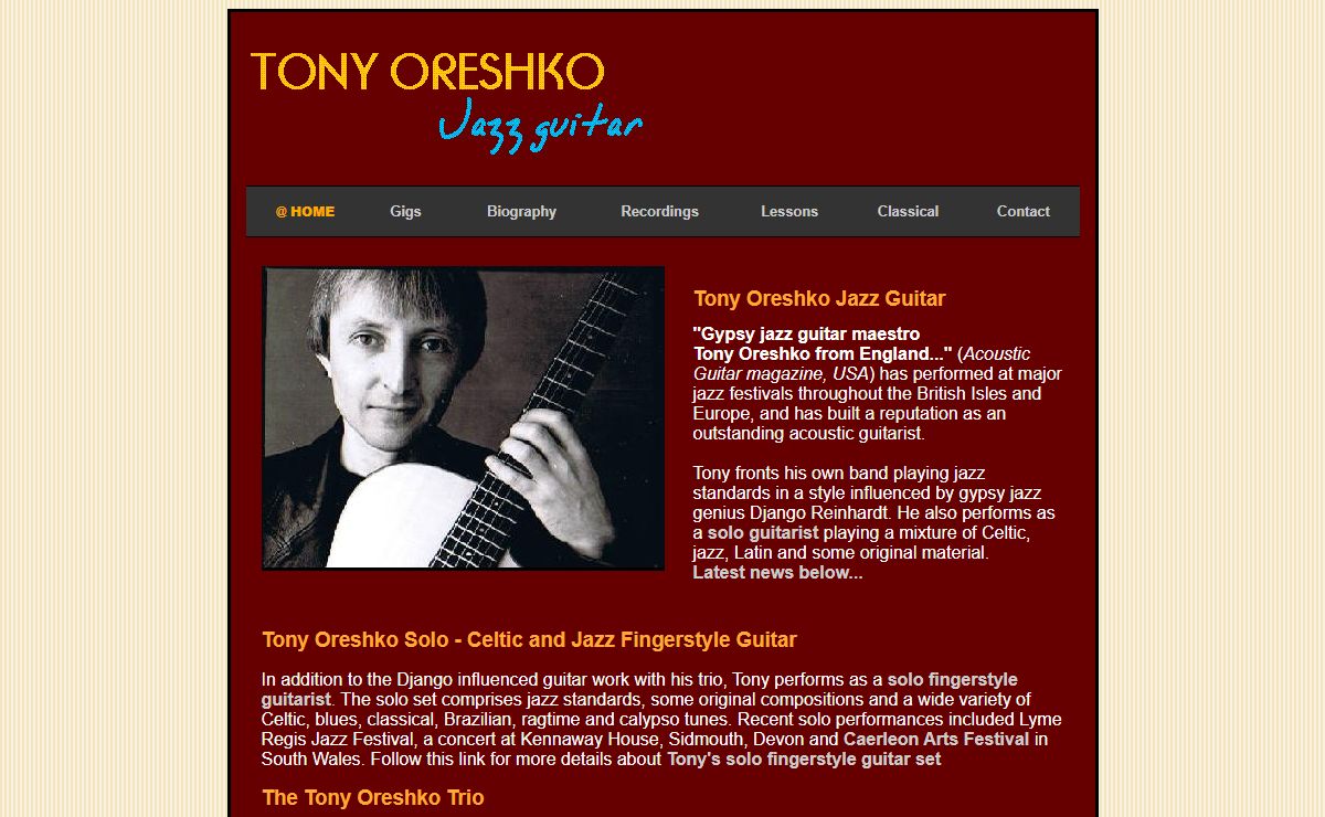 Tony Oreshko Jazz and Gypsy Jazz Guitar - Home