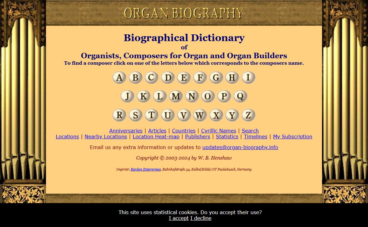 Biographical Dictionary of Organists, Composers for Organ and Organ Builders