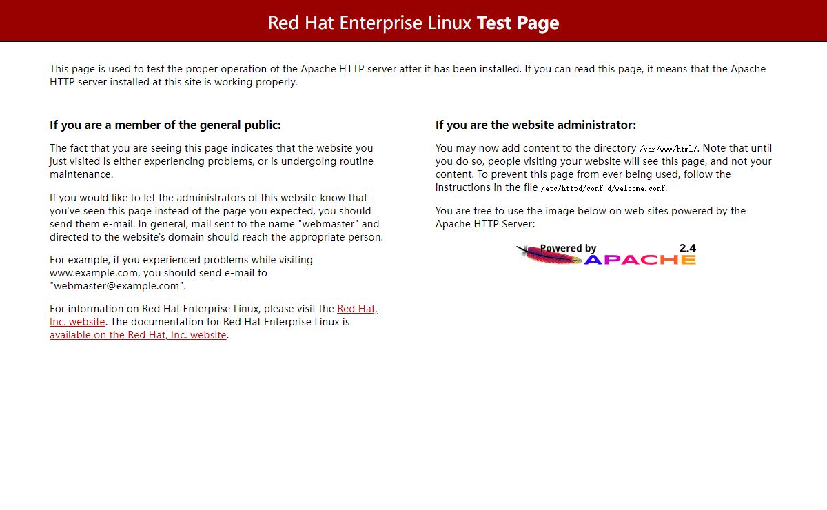 Test Page for the Apache HTTP Server on Red Hat Enterprise Linux