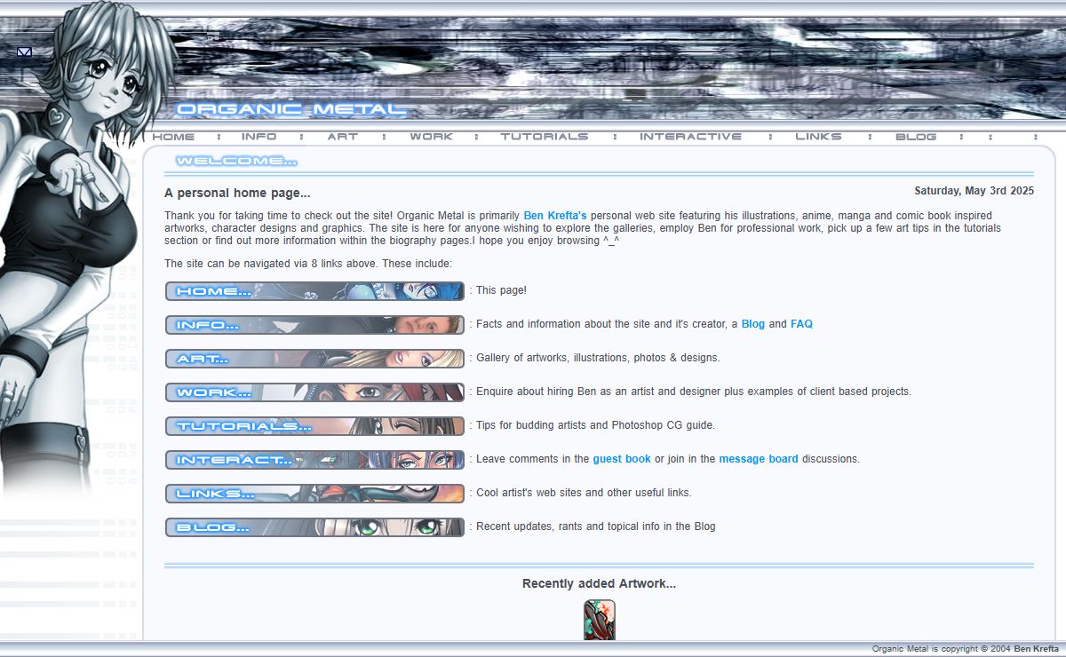 Ben Krefta's manga inspired artwork, character designs and drawings, anime CGs plus his website and graphic designs