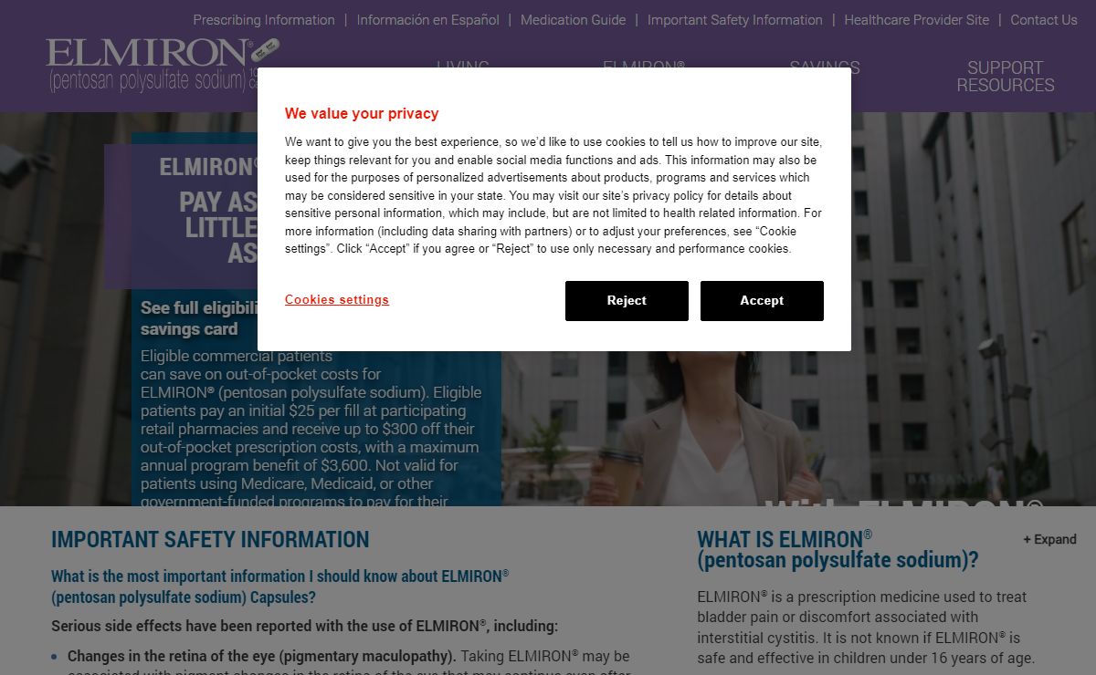 ELMIRON® (pentosan polysulfate sodium) Website & Savings Offer