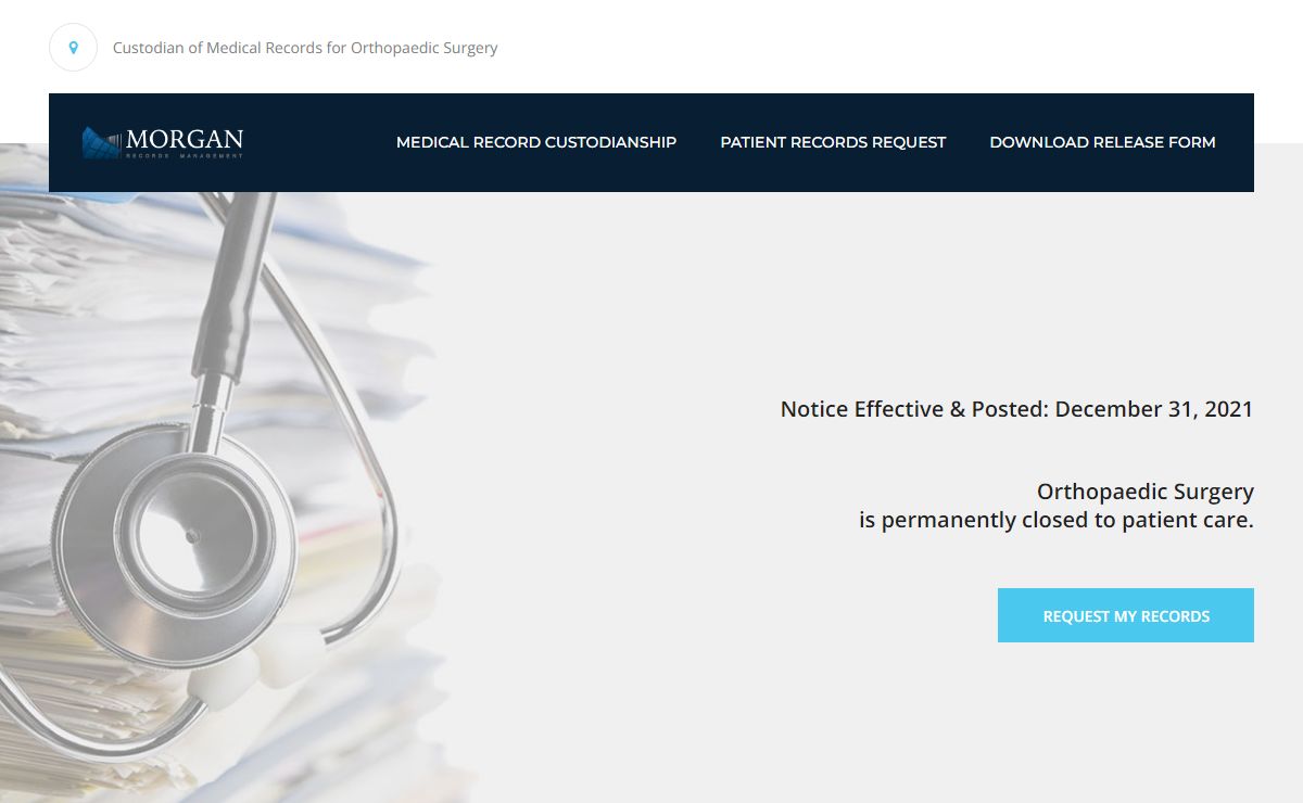 Thomas J. Haverbush, M.D., P.C. Orthopaedic Surgery | Alma, Michigan | Medical Records Custodian