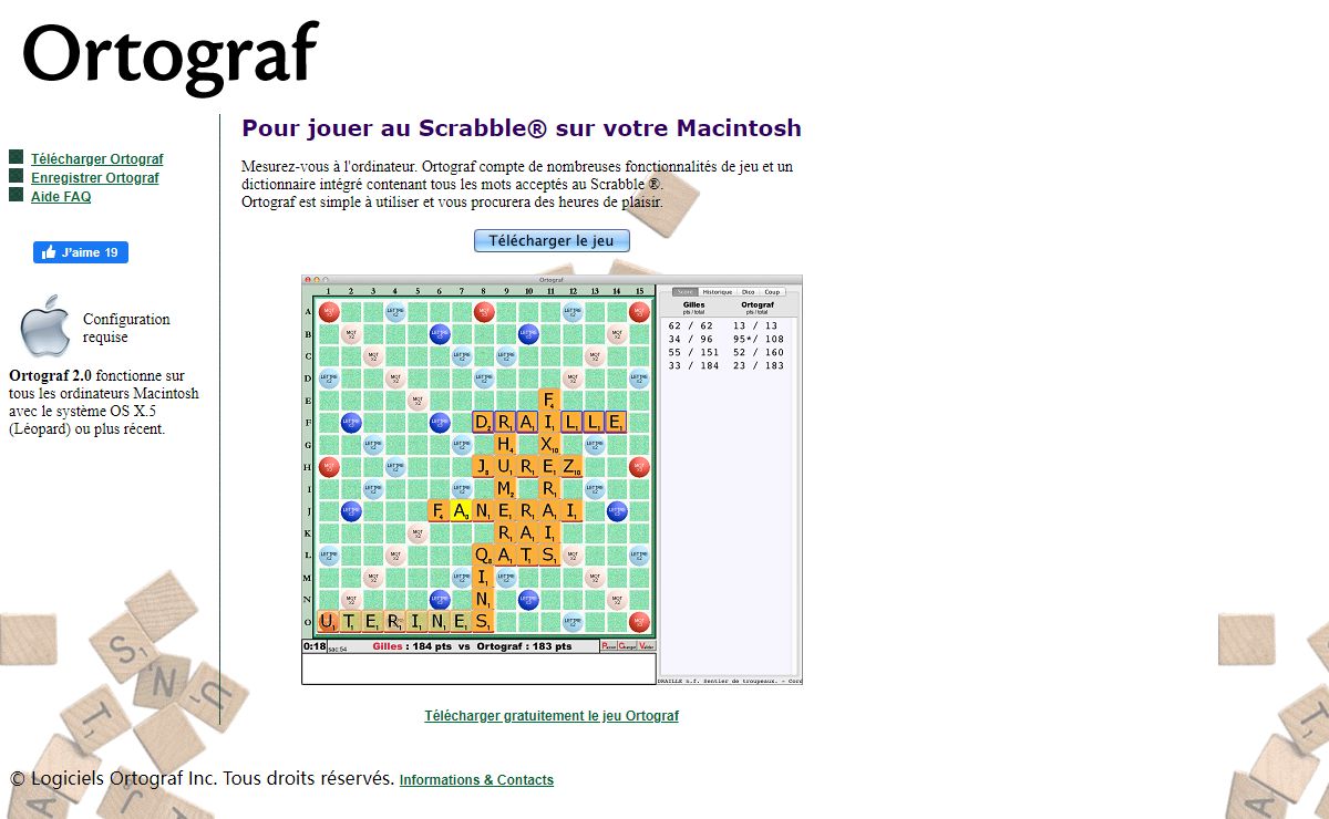 Ortograf - Jeu de mots croisés pour votre Macintosh - Scrabble