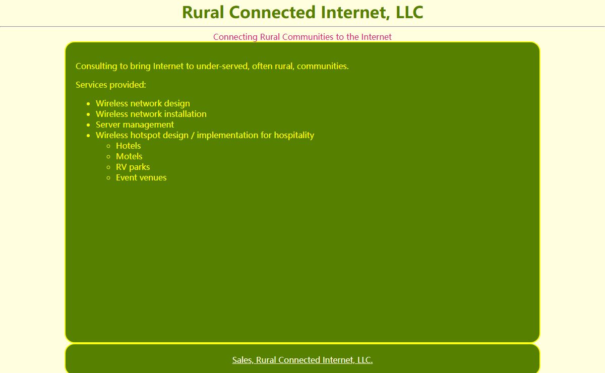 Rural Connected Internet, LLC — Connecting Rural Communities to the Internet