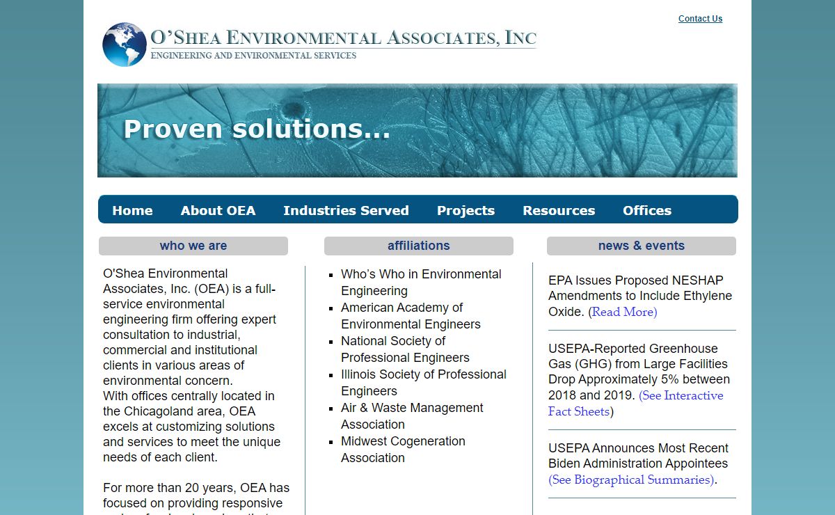 O'Shea Environmental Associates Welcome