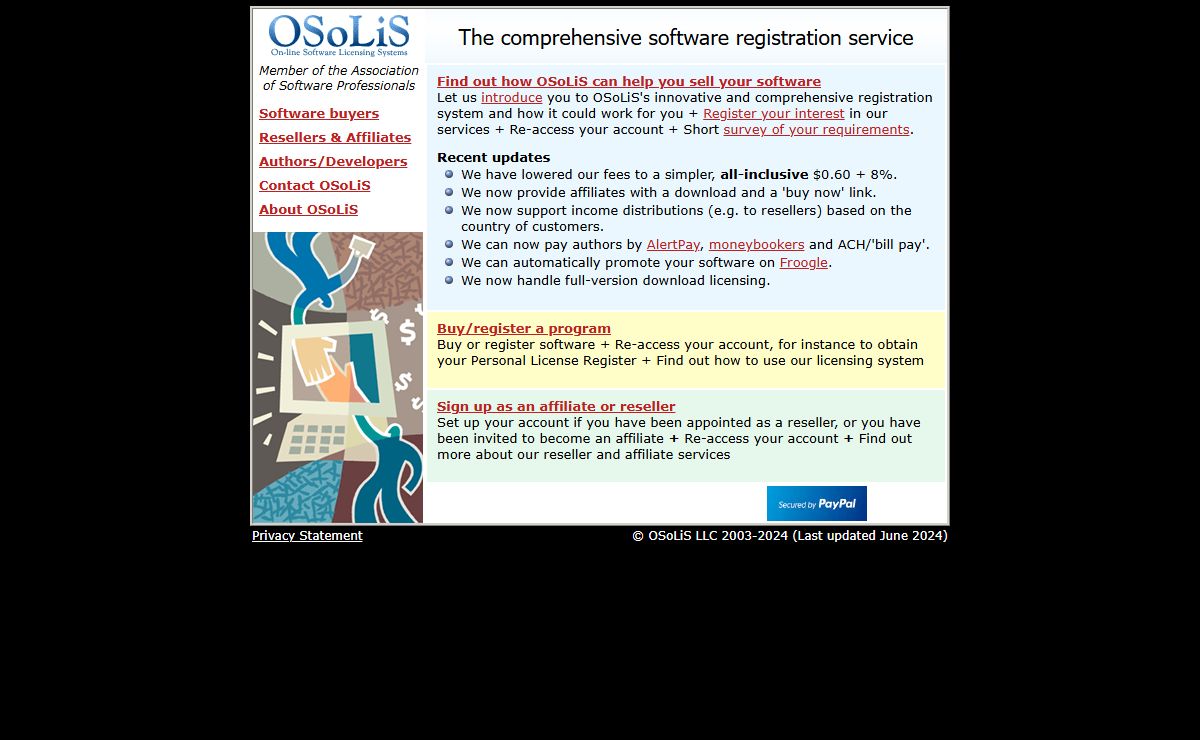 OSoLiS: the comprehensive software registration service