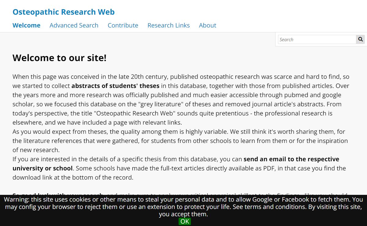 Welcome · Osteopathic Research Web · Osteopathic Research Web