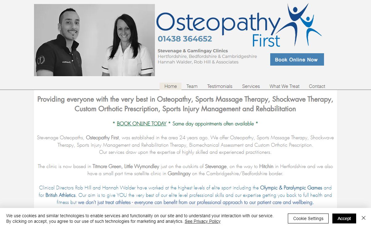 Stevenage Osteopaths | Osteopathy First nr Hitchin | Physical Therapy & Shockwave Clinic