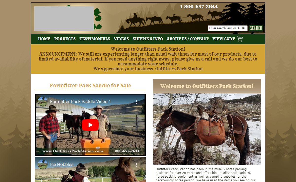 Outfitters Pack Station | Pack Saddle & Horse Packing Equipment