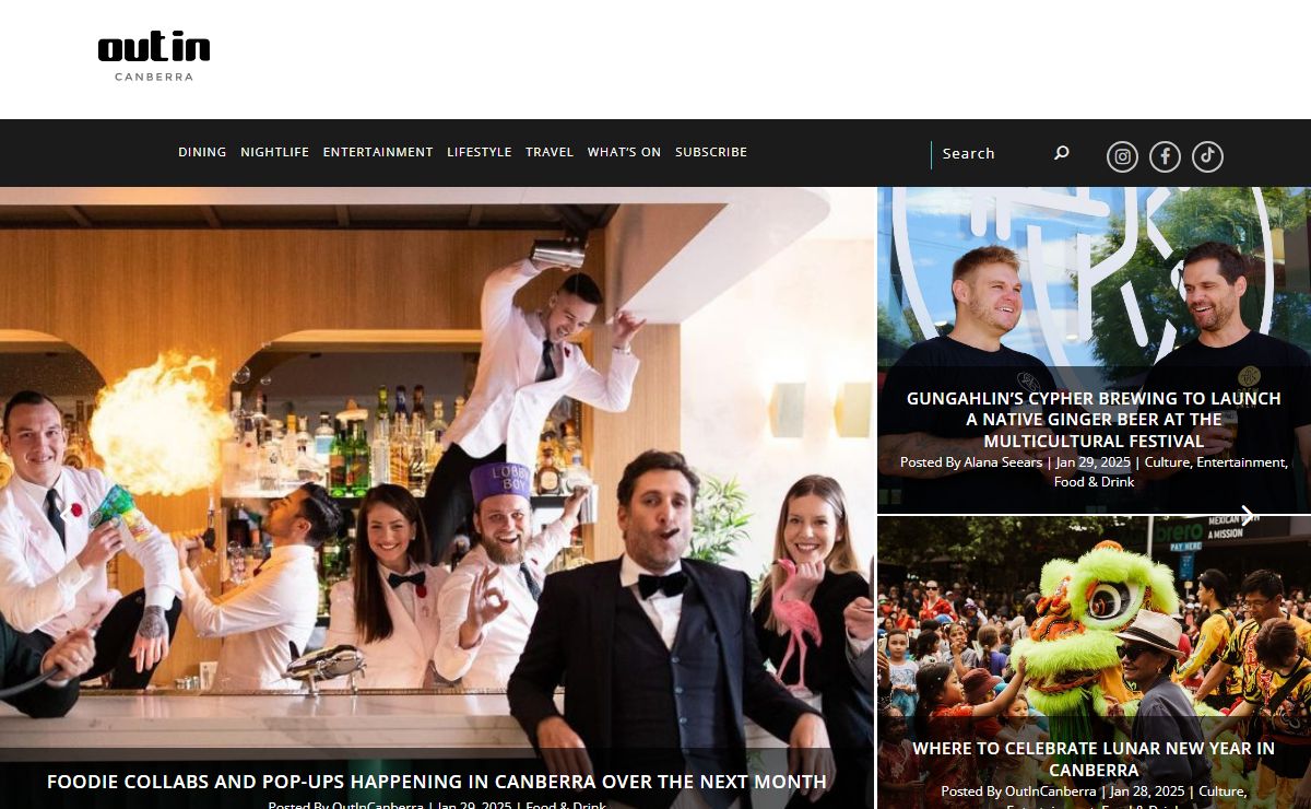 OutInCanberra | Restaurants, Clubs, Style, Arts, Functions and more