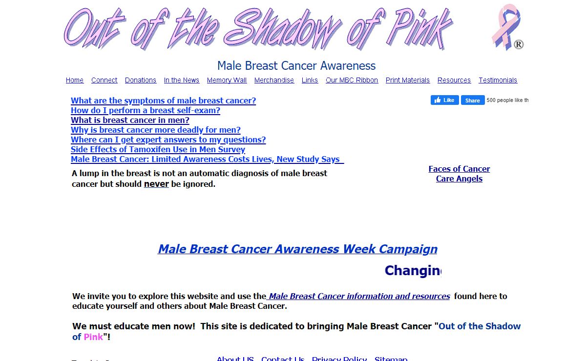 Male Breast Cancer Awareness - Out of the Shadow of Pink