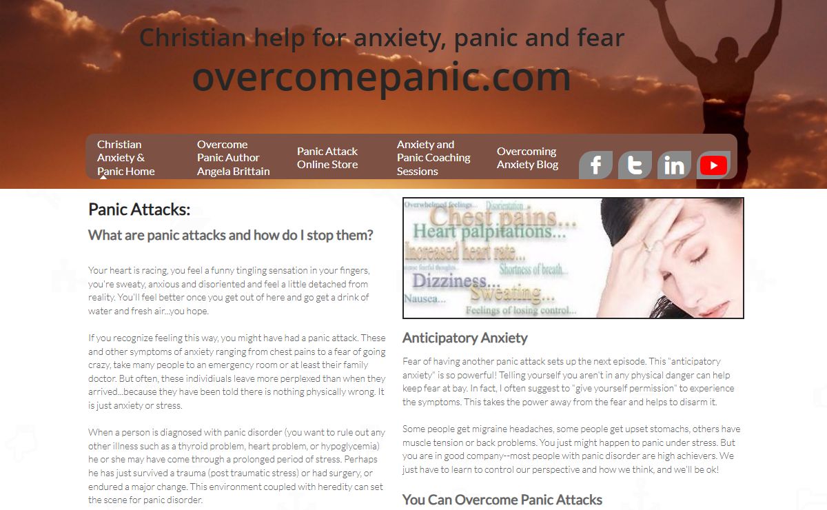 Christian Anxiety and Panic Home. Anxiety, panic and fear information.