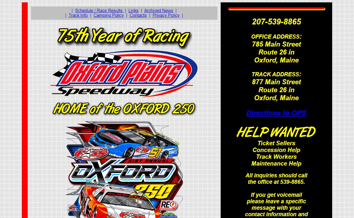 OXFORD PLAINS SPEEDWAY - OXFORD, MAINE