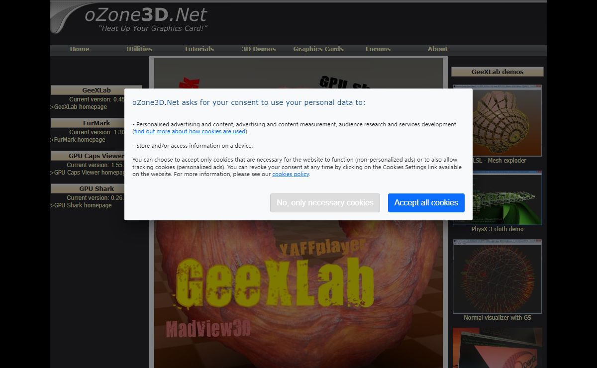 GPU Utilities, OpenGL Benchmarks, 3D Programming Tutorials, FurMark, FluidMark, TessMark, GPU Caps Viewer | oZone3D.Net