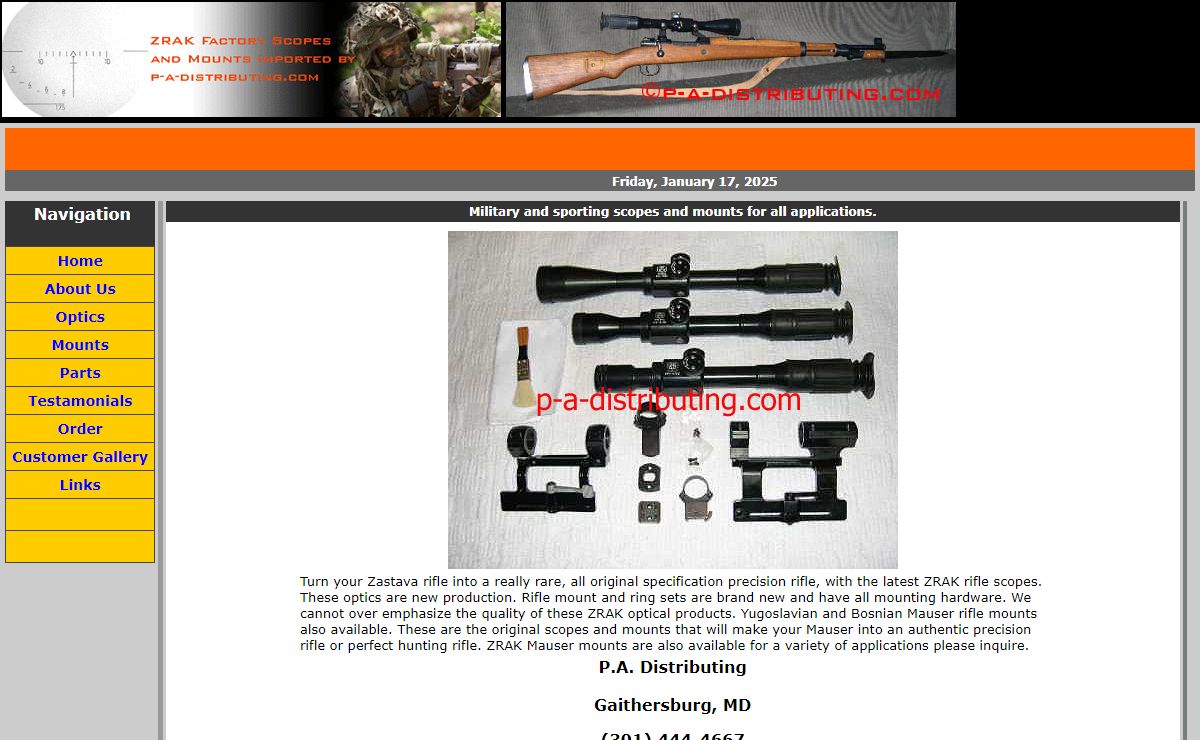 P-A- Distributing - ZRAK factory rifle scopes and mounts for Kalashnikovs and Mausers