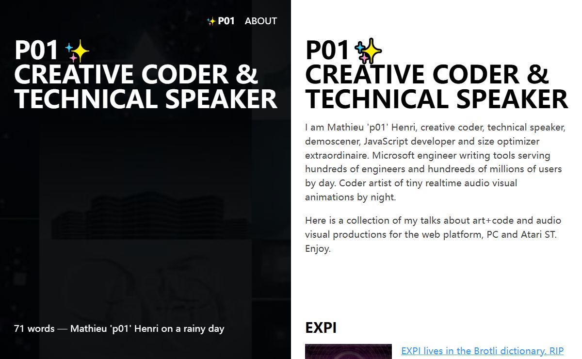 P01✨ CREATIVE CODER & TECHNICAL SPEAKER — @p01