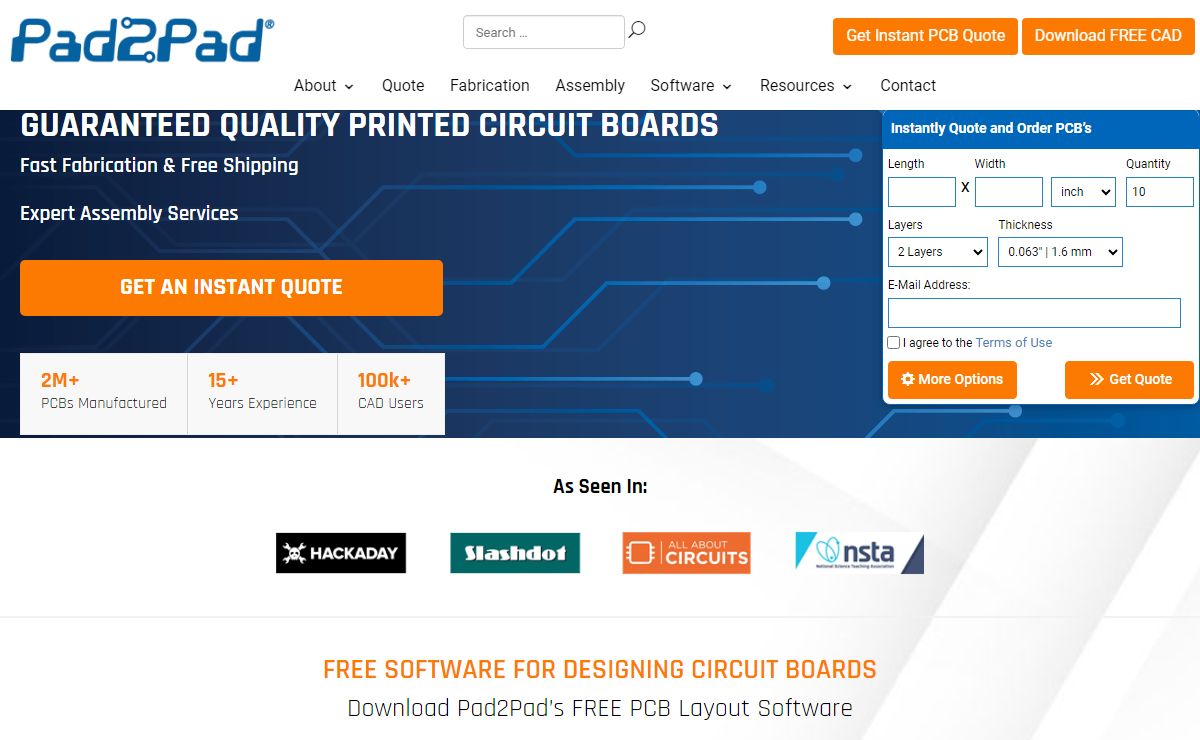Circuit Board Fabrication & Assembly | Free PCB Software | Pad2Pad