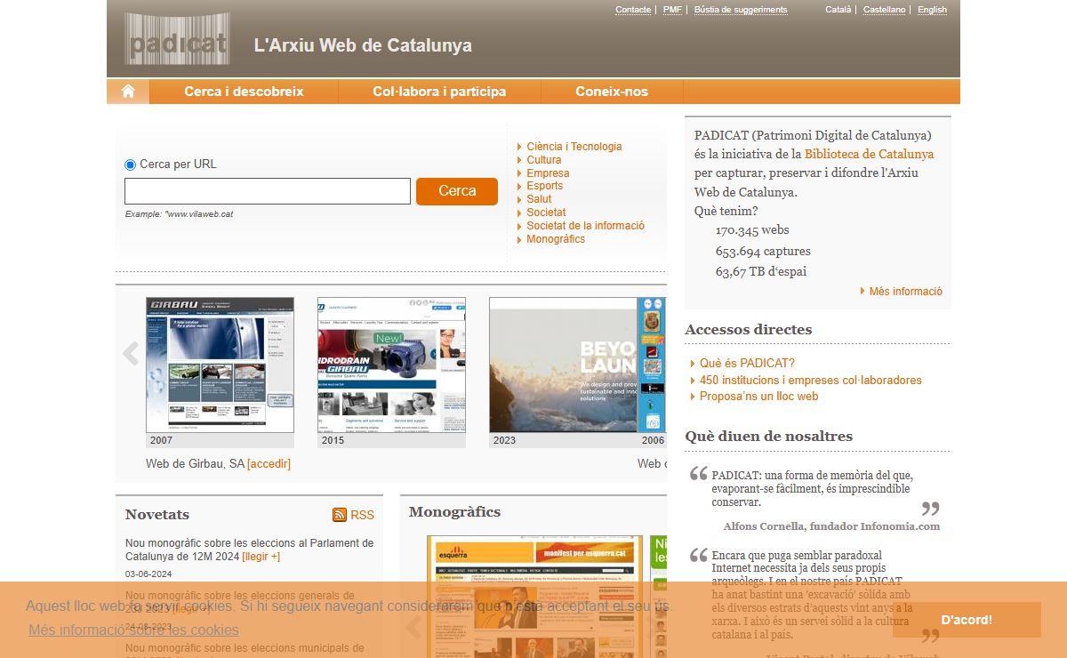 Padicat | L'Arxiu Web de Catalunya
