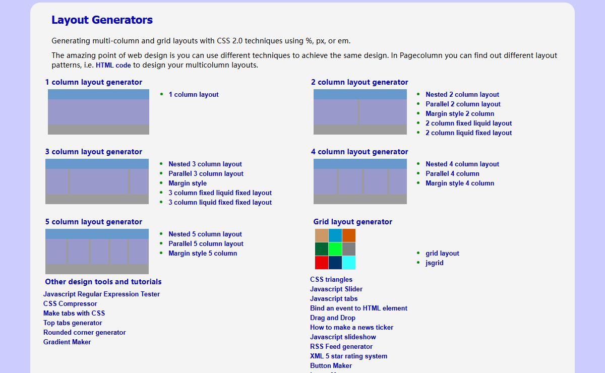 Layout generators - www.pagecolumn.com