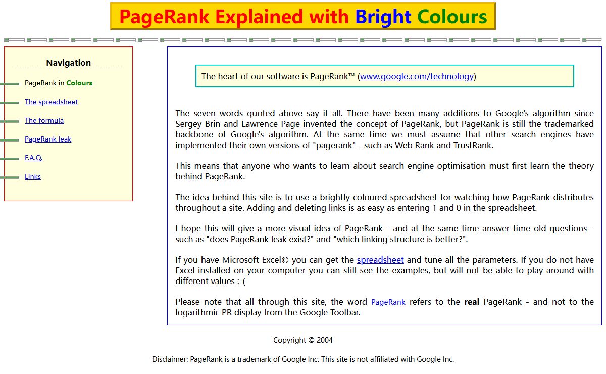 Google's PageRank explained with a Spreadsheet