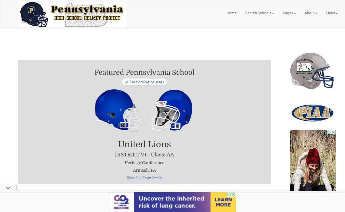 Pennsylvania High School Helmet Project - Home