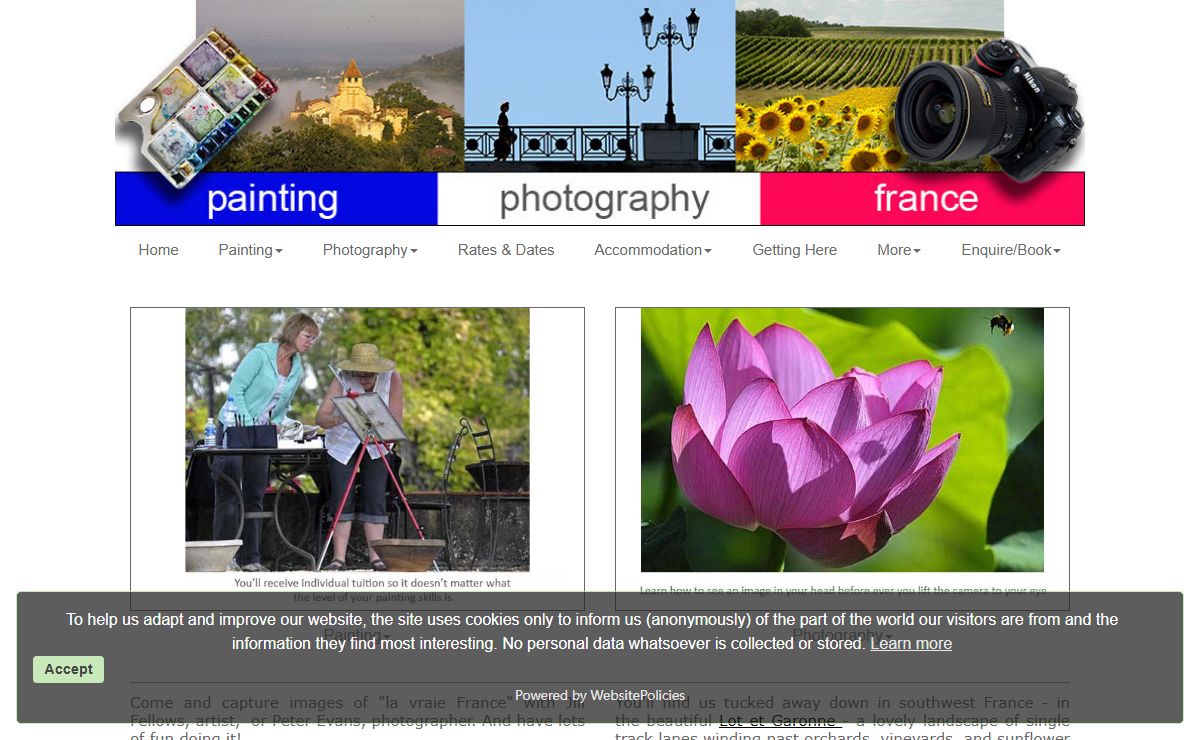 Painting and Photography holidays, vacations, workshops, and courses, in France