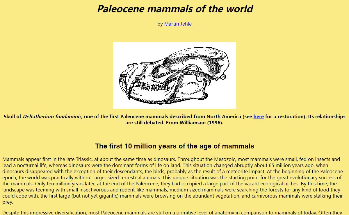 Paleocene mammals of the world