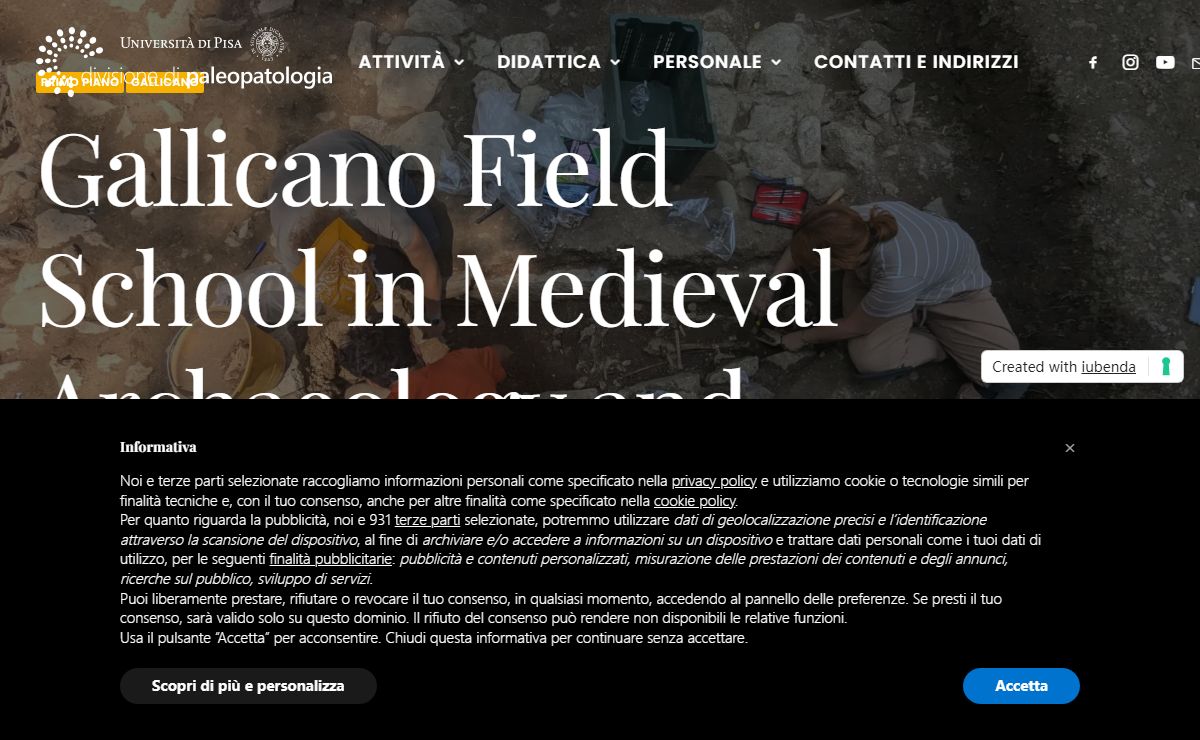 Portale della Divisione di Paleopatologia dell'Università di Pisa