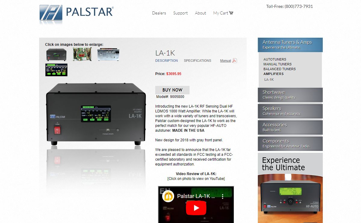 Palstar - LA-1K RF Sensing Dual HF LDMOS 1000 Watt Amplifier