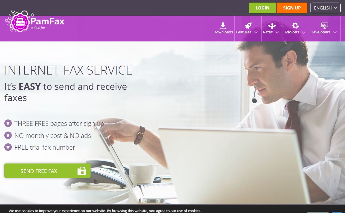 Send and receive faxes easily with the PamFax fax software solution. Free to sign up, includes three free pages. Worldwide sending and receiving. Skype supported. - PamFax