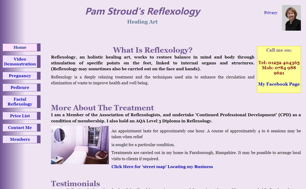 Pam Stroud's Reflexology - Reflexology and Visiting Reflexology in Farnborough, Aldershot, Fleet, Farnham, Frimley, Hawley, Camberley, Ash, Ash Vale, Mytchett, and Surrey, Hampshire, and Berkshire borders - Welcome